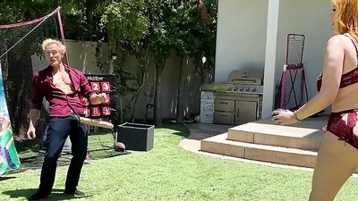 Bootylicious redhead MILF is playing kinky games with a dirty neighbor