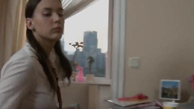 Petite schoolgirl is fucked in the ass by a stepbrother