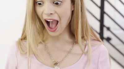 Molly Little and another petite girl riding cock after sucking it