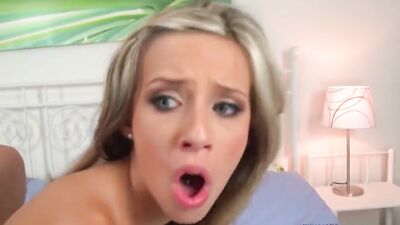 Horny lad squeezes and spanks blonde's ass while she rides him