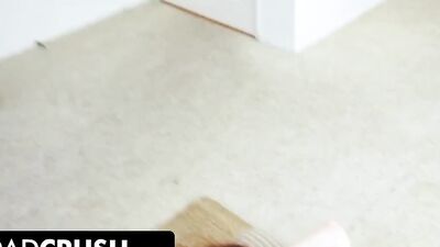 Redhead babe sucks a hard prick and gets fucked from behind
