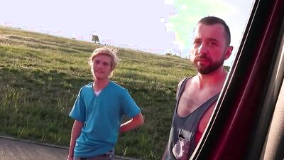 Slutty mature woman fucked in mouth and cunt by two dudes