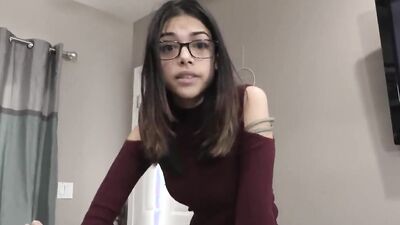 Nerdy girl polishes dick and gets shagged in a POV scene