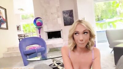 TWo cute blondes are sharing hard dick in this POV 3way
