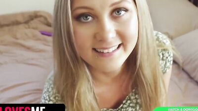 Blonde chick Addison Lee looks lovely playing with hard cock