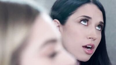 Blonde and brunette are fingered and fucked by a horny guy