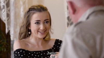 Dirty blonde is spanked while jumping on stepdad's hard prick