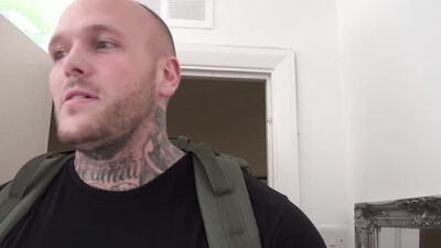 Big inked stud spanks slutty white girl while fucking her