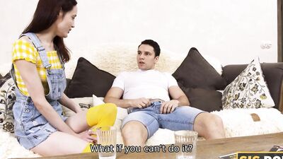 Horny lad plays with stepsister's ass while fucking her deeply