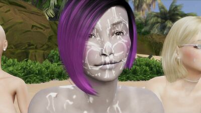 3D cartoon shows horny girls having wild sex on the beach