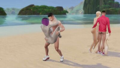 3D cartoon shows horny girls having wild sex on the beach