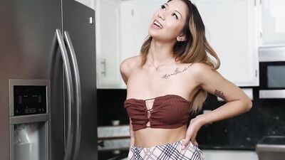 Kimora Quin rides a sex toy and fucks with her stepbrother