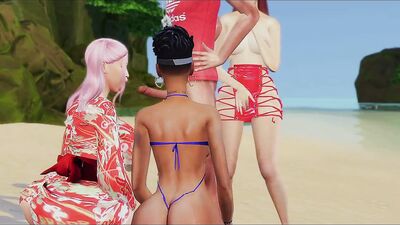 Busty girl is fucked on the beach in this 3D adult sex cartoon