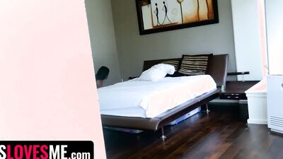 Spicy ebony girl sucks a big dick and fucks in a POV video
