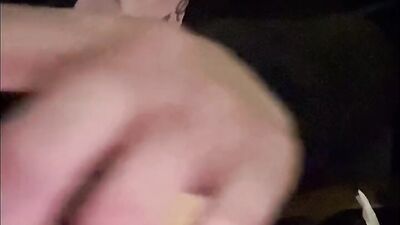 MILF takes her big natural tits out while driving a car