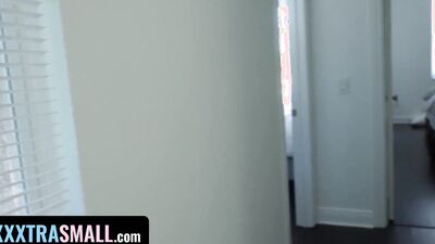Petite girl Sadie Pop is spanked and fucked by big inked brute