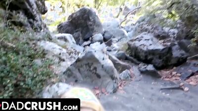 Blonde chick sucks a cock and gets fucked by the creek
