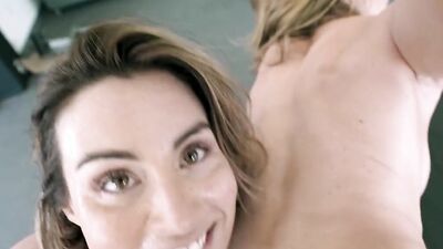 Two busty MILFs are fucking in a POV-style FFM threesome