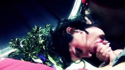 Splendid babe in latex sucks a cock and gets fucked hard