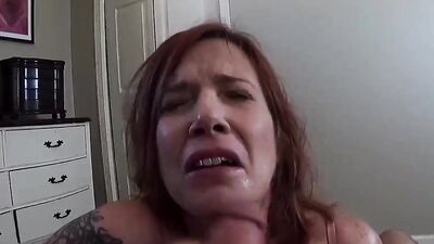 Jane Cane sucks that massive cock and deepthroats on it