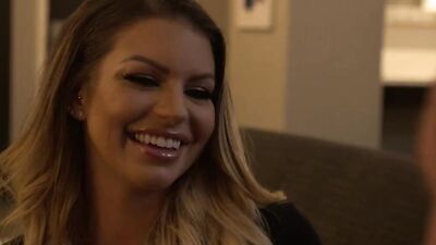 Busty blonde babe Brooklyn Chase is tit-fucked and shagged
