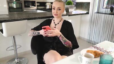 Busty blonde sucks that hard pecker and rides it in POV video