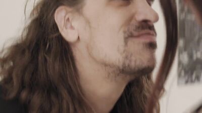 Inked cutie and long-haired dude in hardcore sex video