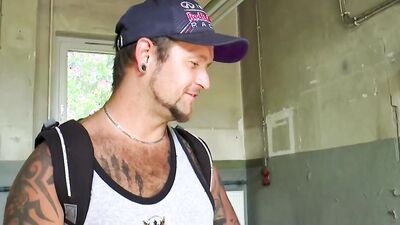 Adrienne Kiss and inked man are having sex at the picnic