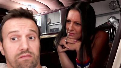 Slutty brunette Texas Patti seduces a stranger and fucks with him