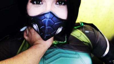 Girl is bound in latex and fucked by a kinky man