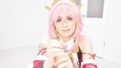 Webcam cosplay girl masturbates and fucks in front of the camera