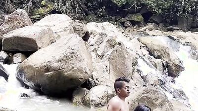 Hindi girl sucks a dick and gets fucked in the creek