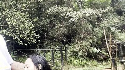 Hindi girl sucks a dick and gets fucked in the creek