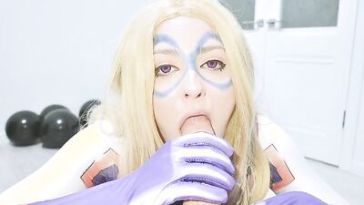 Blonde girl licks and sucks a big hard cock in POV video