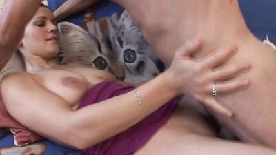 Dirty man sucks stepdaughter's tits and fucks her pussy sideways