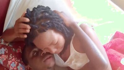 Spicy black woman sucks a black dick and enjoys fucking