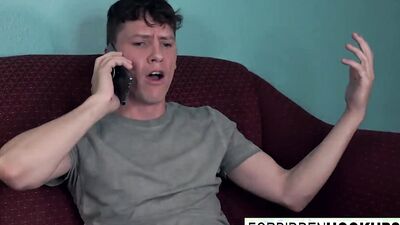 Pretty girl goes down on stepbrother to suck his dick