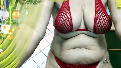 Another video recording of an online broadcast where a hot housewife in the kitchen puts on red lingerie to cheer up.