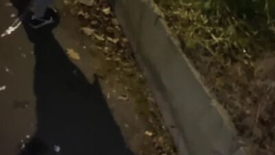 Street woman is offered a drink to take a cum shot