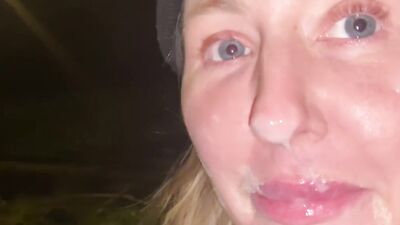 Offered a cigarette to take a cum shot in public on face
