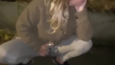 Offered a cigarette to take a cum shot in public on face