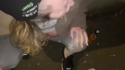 Offered a cigarette to take a cum shot in public on face