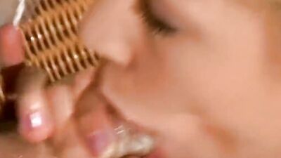 Sexy blonde teen makes big cock cum with mouth