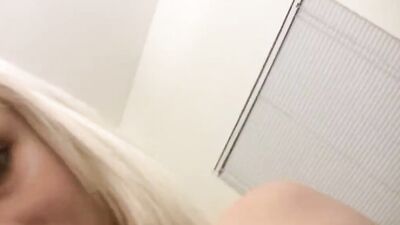 Blonde Charlize Danay fucks her eager cock in her mouth