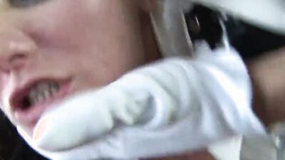 A brunette satisfies the masked man's horny cravings