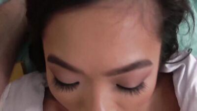 Skinny Asian Teen Trains Stepdaddy