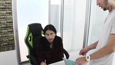 Teach my slutty stepsister how to fuck and she sucks my cock