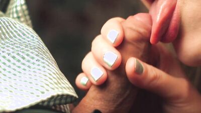 My step sister gently caresses my cock with her tongue. Close-up blowjob and cum in mouth. 4K VIDEO