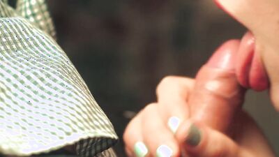 My step sister gently caresses my cock with her tongue. Close-up blowjob and cum in mouth. 4K VIDEO