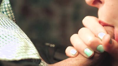 My step sister gently caresses my cock with her tongue. Close-up blowjob and cum in mouth. 4K VIDEO